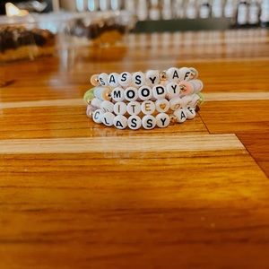 handmade worded bracelets by @drunkenmomo